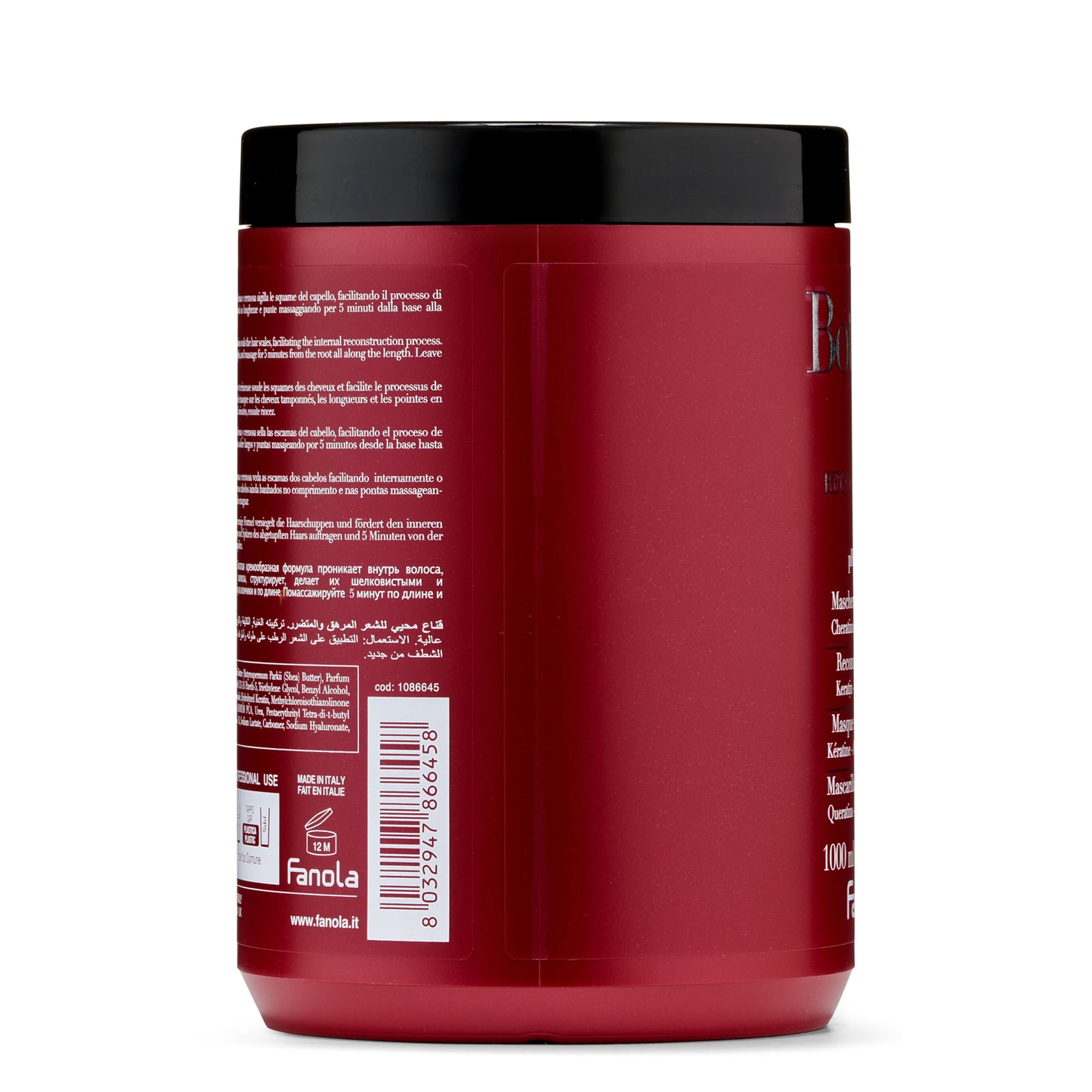 Fanola Keratin Reconstruction Hair Mask 1000ml, deep repair treatment for damaged hair, made in Italy