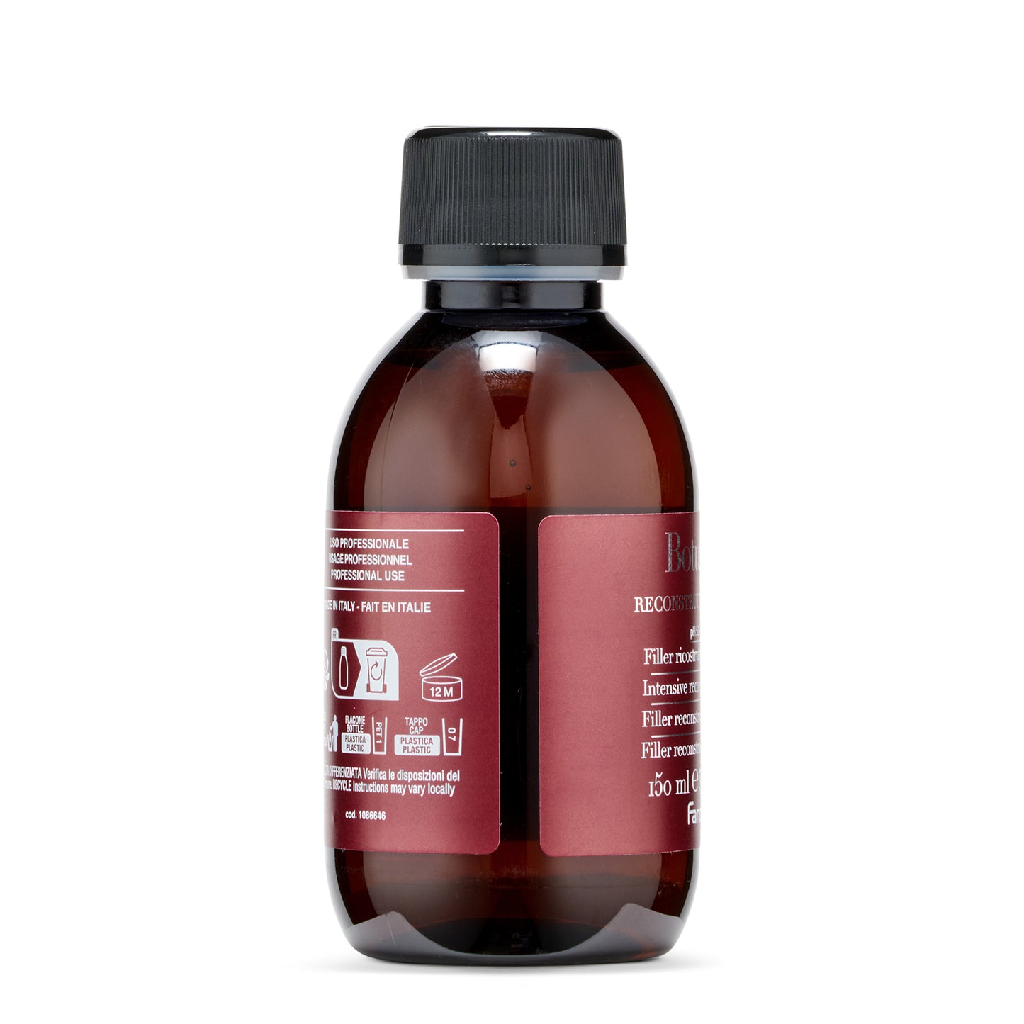 Professional reconstructive filler serum in amber bottle, 150ml, made in Italy for beauty treatments