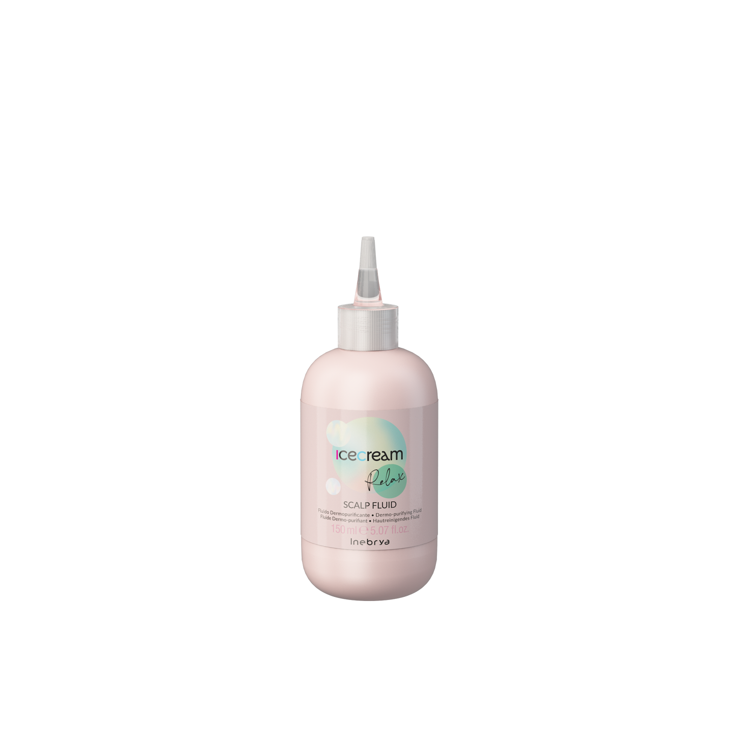 Icecream Relax Scalp Fluid for scalp care, 150ml dermo-purifying treatment in pink bottle with dropper