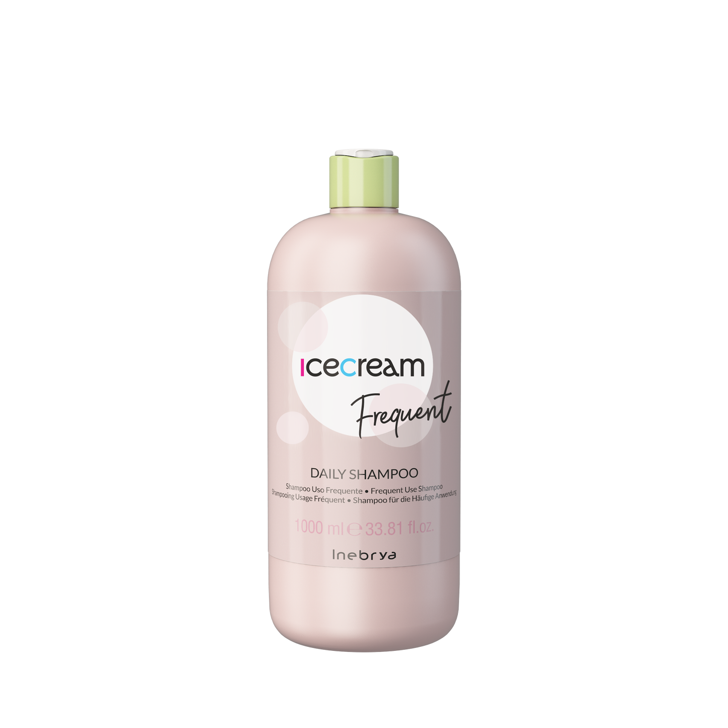 Icecream Frequent Daily Shampoo 1000ml for frequent use, gentle hair care in pink bottle with green cap