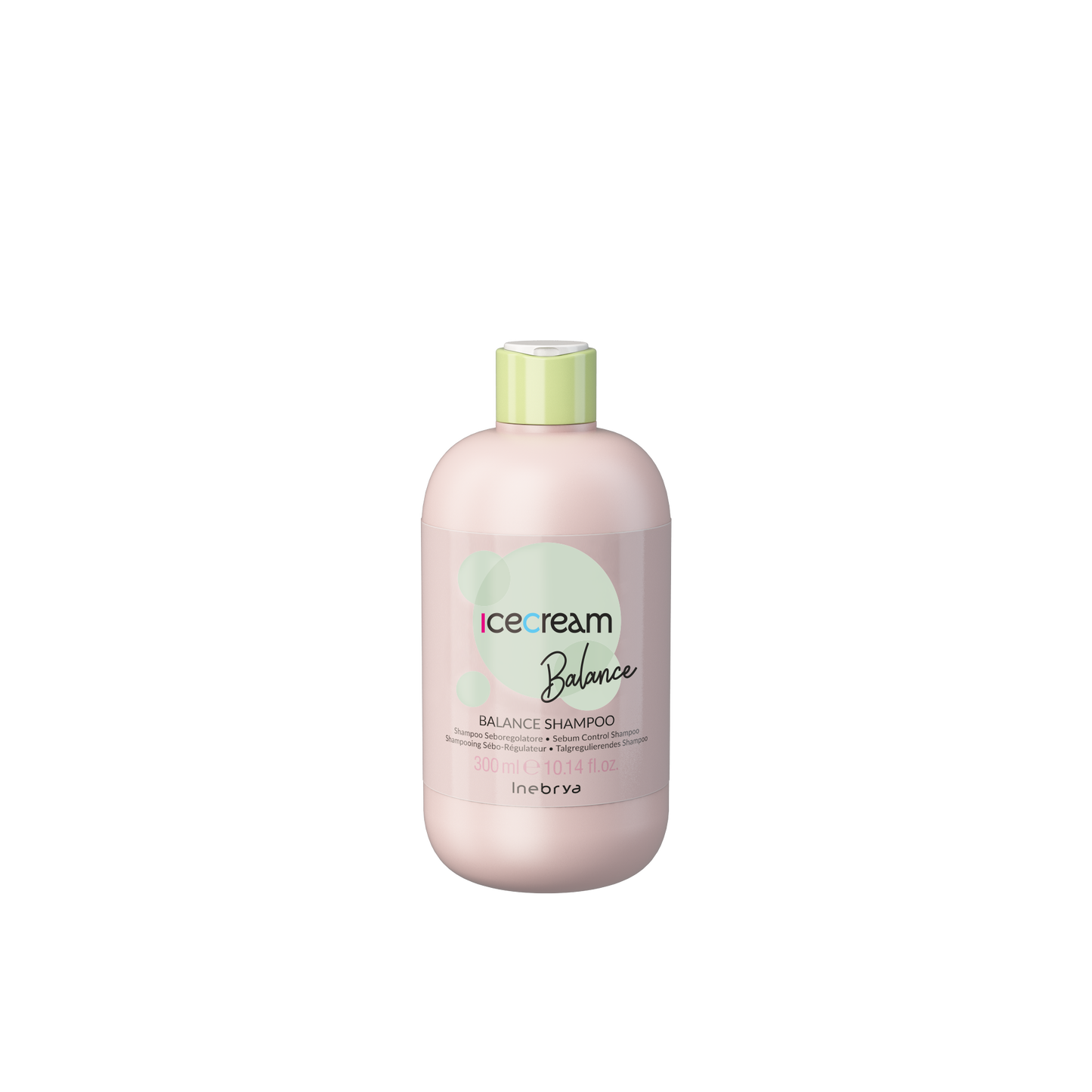 Icecream Balance Sebum Control Shampoo 300ml for oily scalp care, pink bottle with green cap