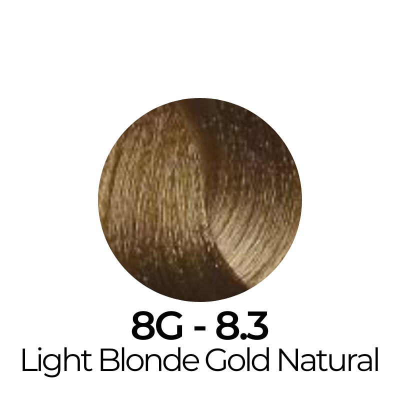 Light Blonde Gold Natural hair color swatch, shade 8G-8.3 for beauty styling