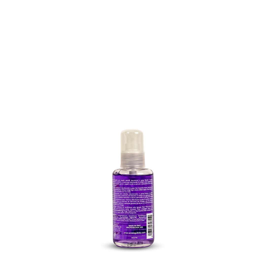 Purple hair spray bottle for colored or gray hair, professional use, made in Italy
