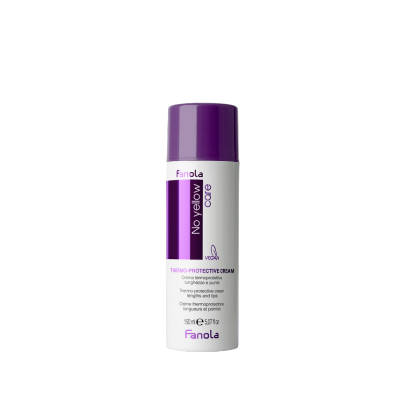 Fanola No Yellow Care thermo-protective cream for hair lengths and tips, 150ml, vegan formula