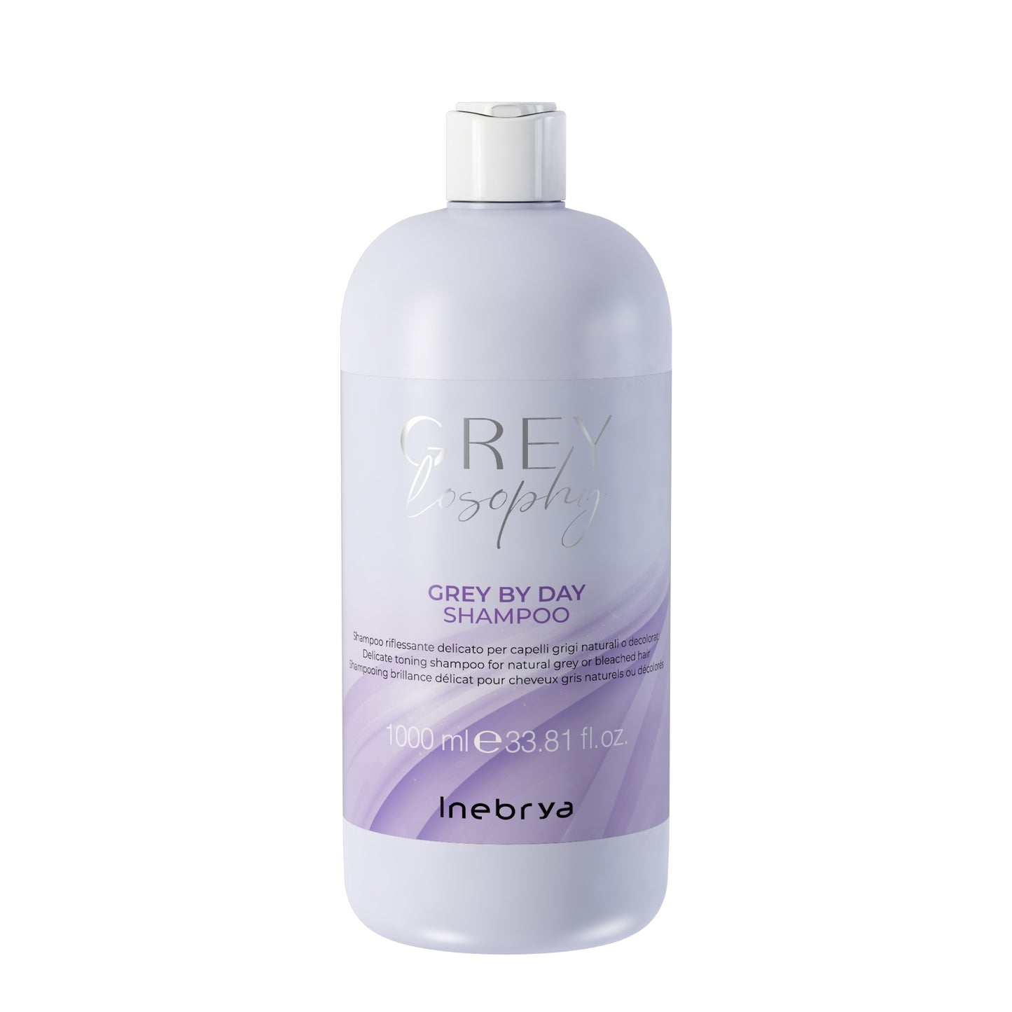 Grey by Day Shampoo for natural grey or bleached hair, 1000ml bottle with purple label
