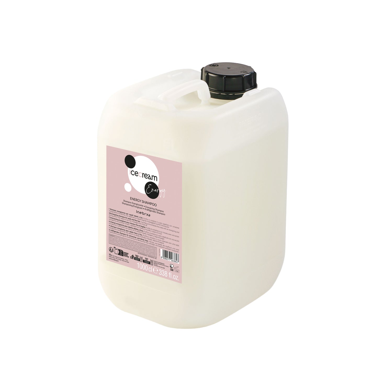 Icecream Energy Shampoo 1000ml for weak fine hair, professional salon size bottle with black cap