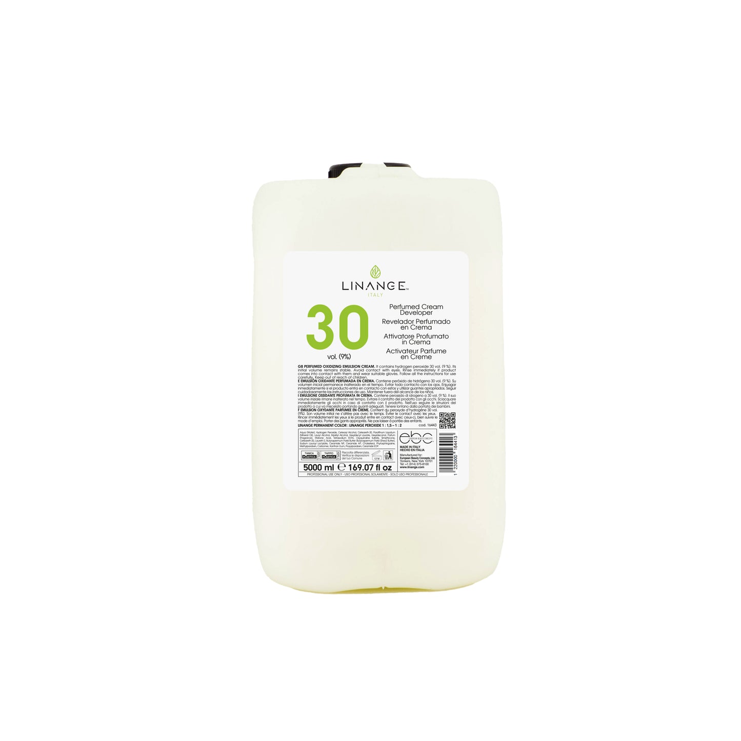 Linange 30 Volume Perfumed Cream Developer 5000ml for Professional Hair Coloring