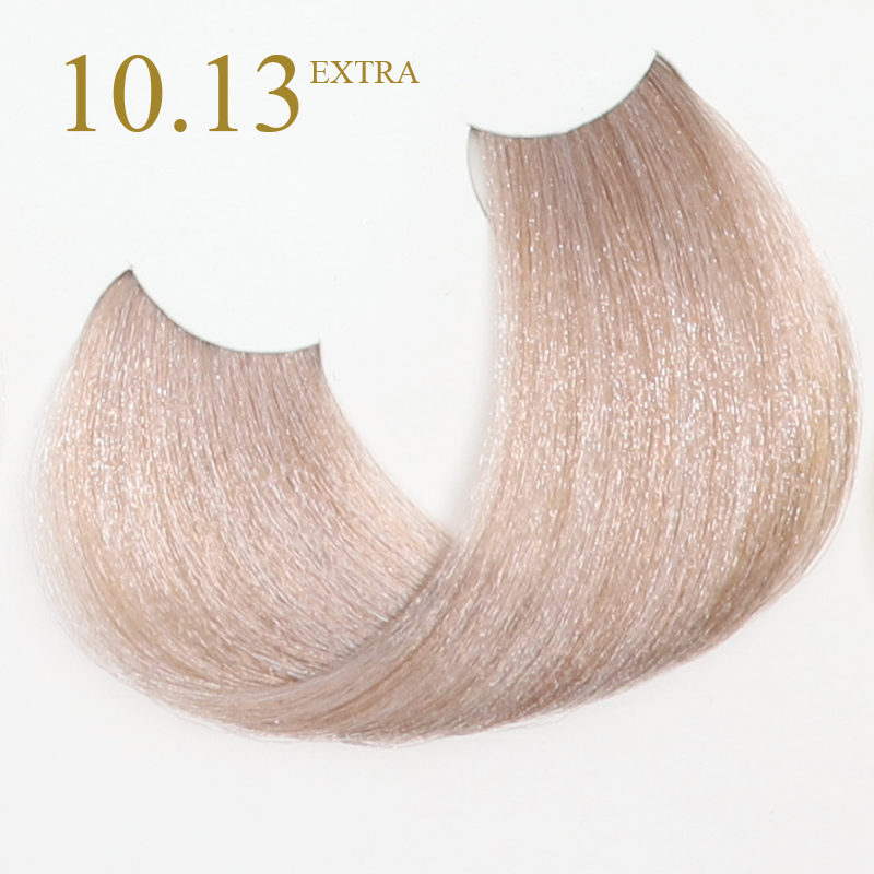 10.13 Extra light ash blonde hair color swatch, shimmering tone for beauty styling