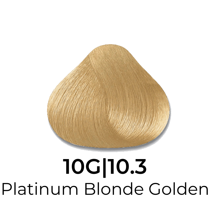 10G|10.3 Platinum Blonde Golden hair swatch for salon color selection