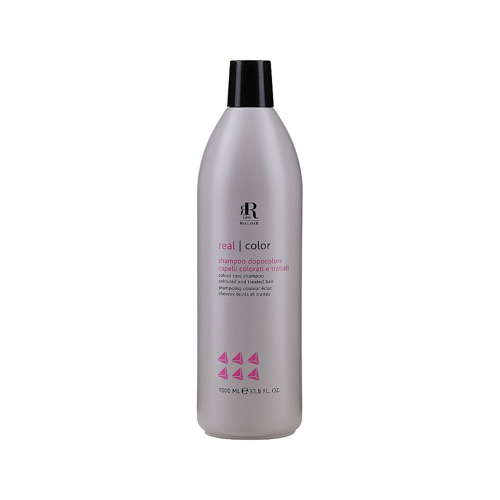 Real Color shampoo for colored and treated hair, 1000ml bottle with pink accents