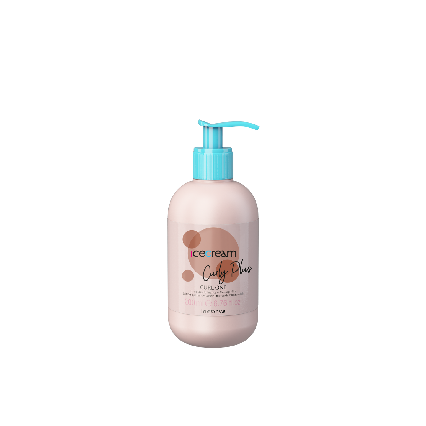 Icecream Curly Plus Curl One Taming Milk 200ml for curly hair care with pump dispenser