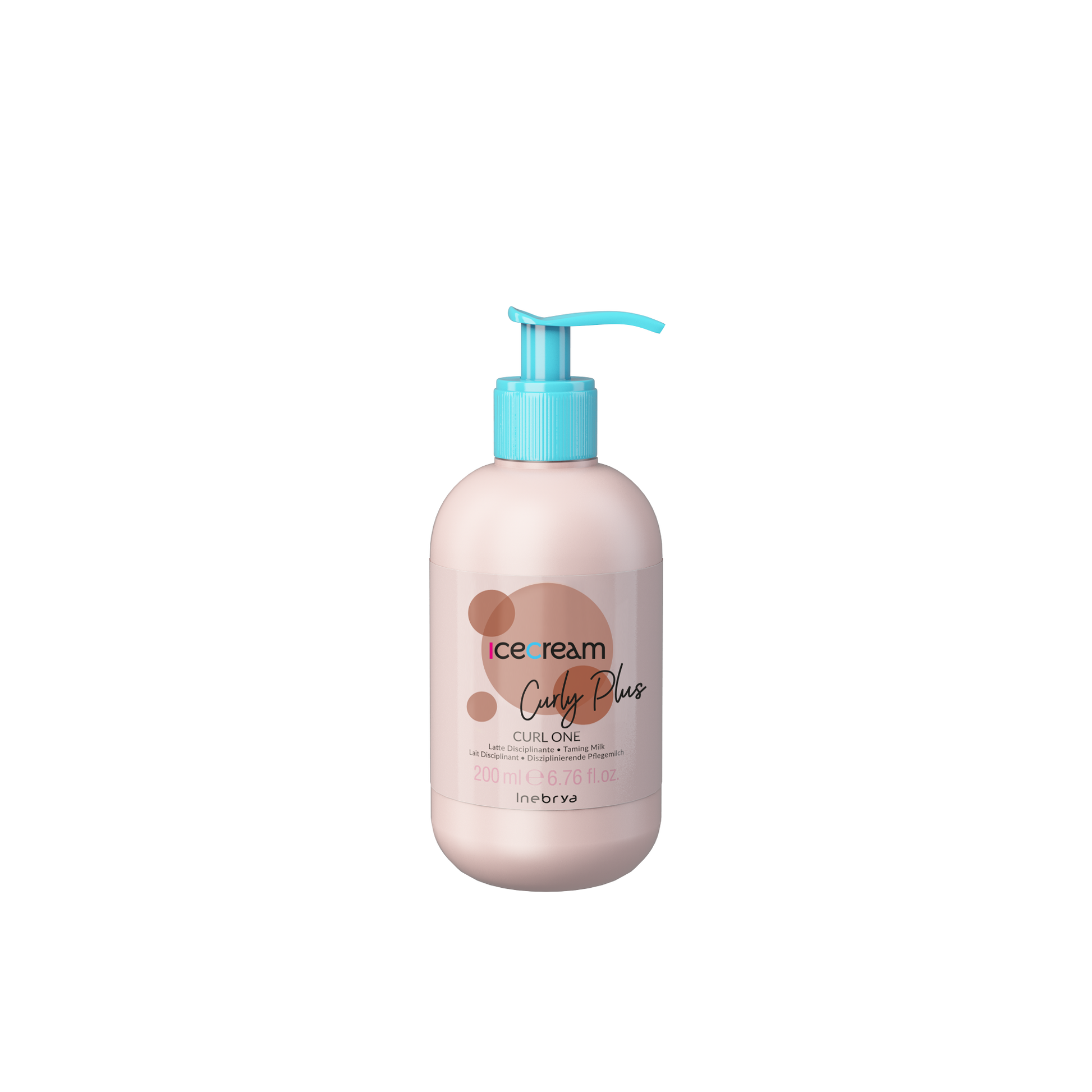 Icecream Curly Plus Curl One Taming Milk 200ml for curly hair care with pump dispenser