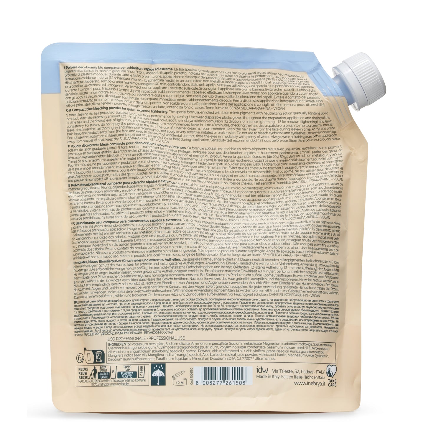 Compact blue hair bleaching powder for quick, extreme lightening – vegan, silica/paraffin-free