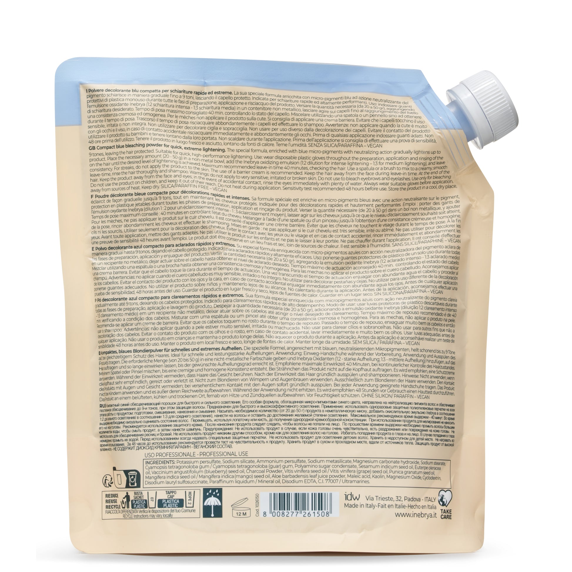 Compact blue hair bleaching powder for quick, extreme lightening – vegan, silica/paraffin-free