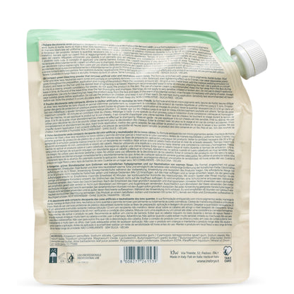 Green hair bleaching powder for removing artificial color and neutralizing warm tones, vegan formula