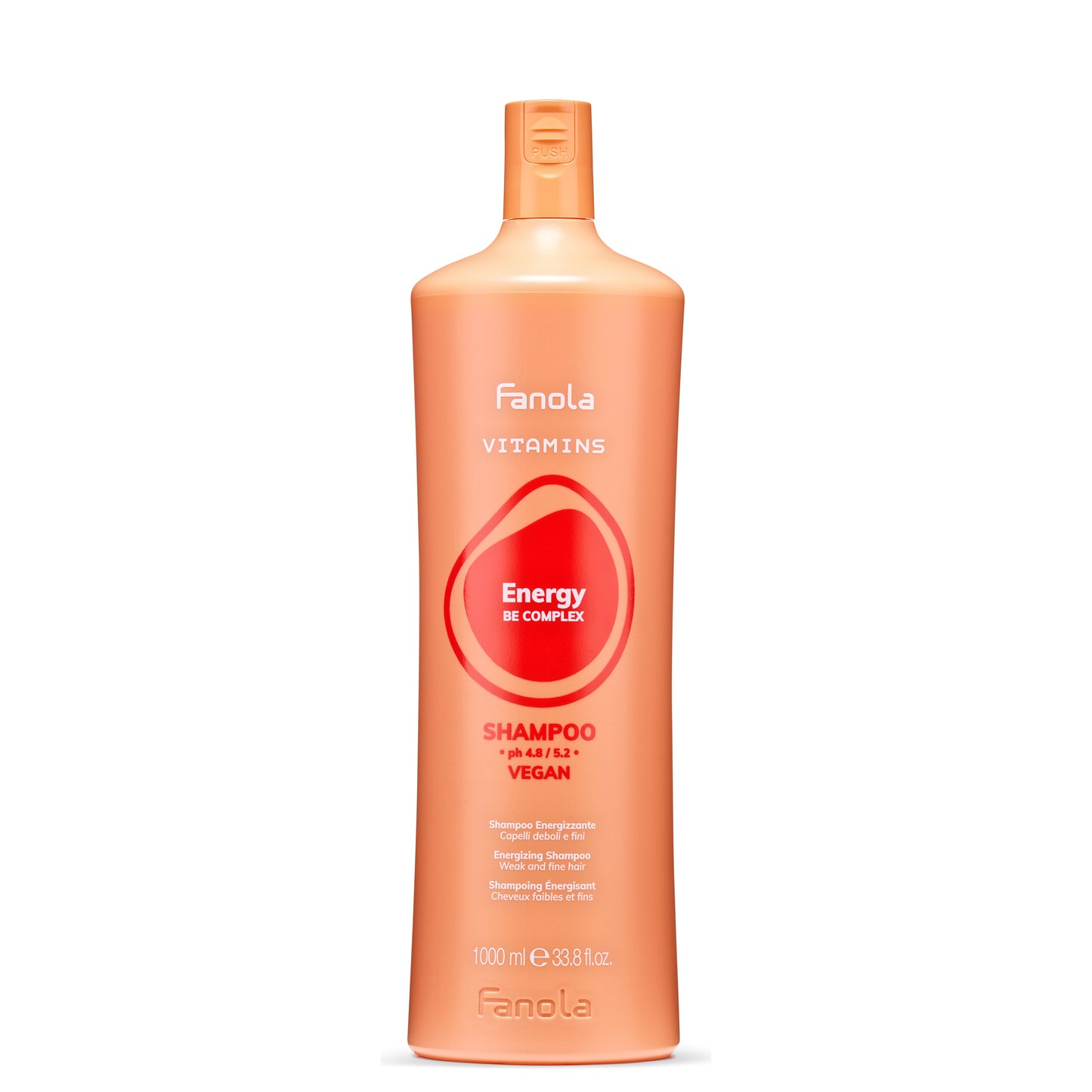 Fanola Energy BE Complex Shampoo for weak and fine hair, vegan, 1000ml