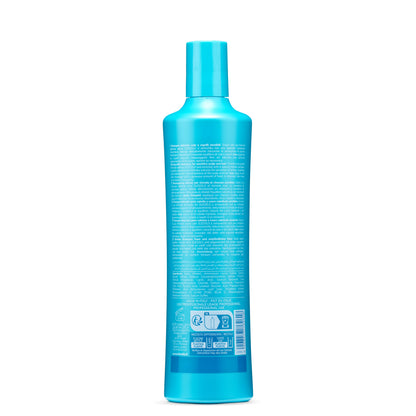 Blue bottle of gentle shampoo for sensitive scalp and hair, sulfate-free formula, made in Italy