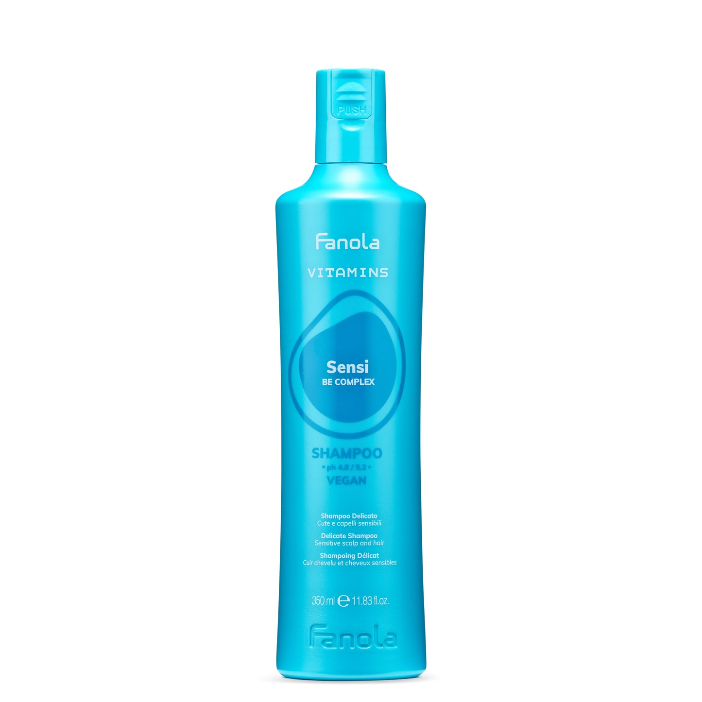 Fanola Vitamins Sensi Shampoo for sensitive scalp and hair, vegan formula, 350ml