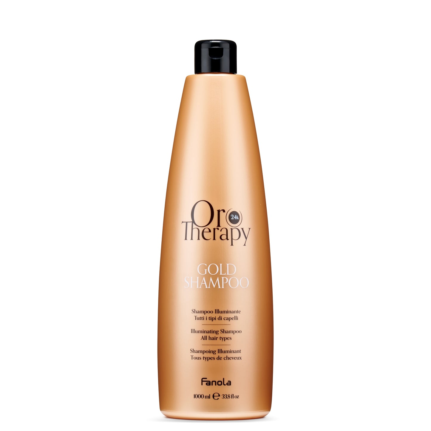 Oro Therapy Gold Shampoo for all hair types, illuminating formula in 1000ml bottle