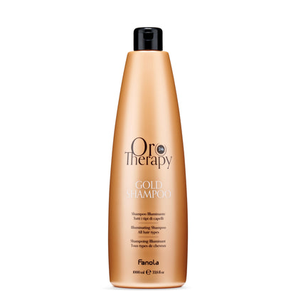 Oro Therapy Gold Shampoo for all hair types, illuminating formula in 1000ml bottle