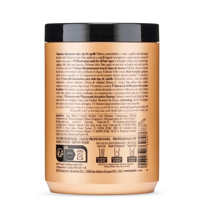 Illuminating hair mask for all hair types, detangles and nourishes, made in Italy