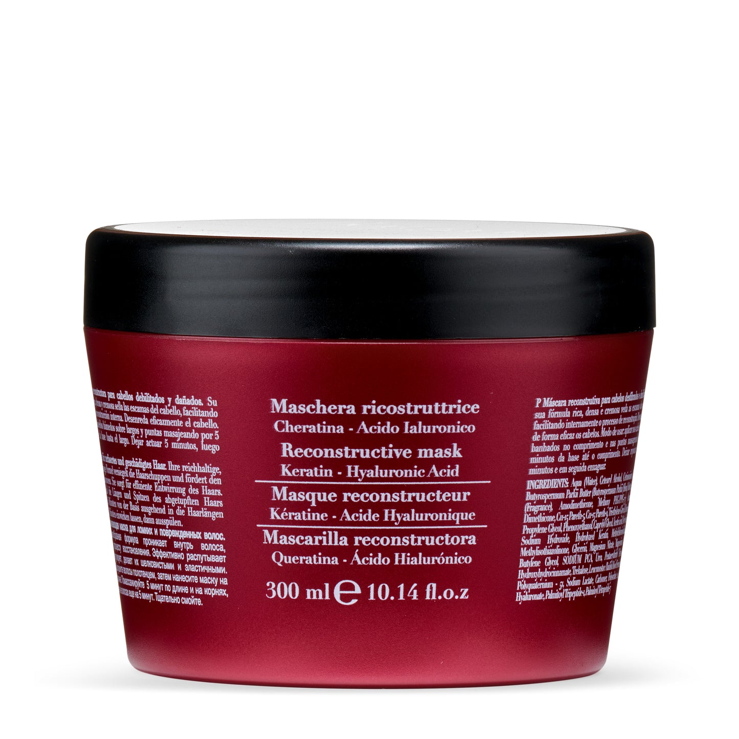 Reconstructive hair mask with keratin and hyaluronic acid, 300ml for damaged hair repair