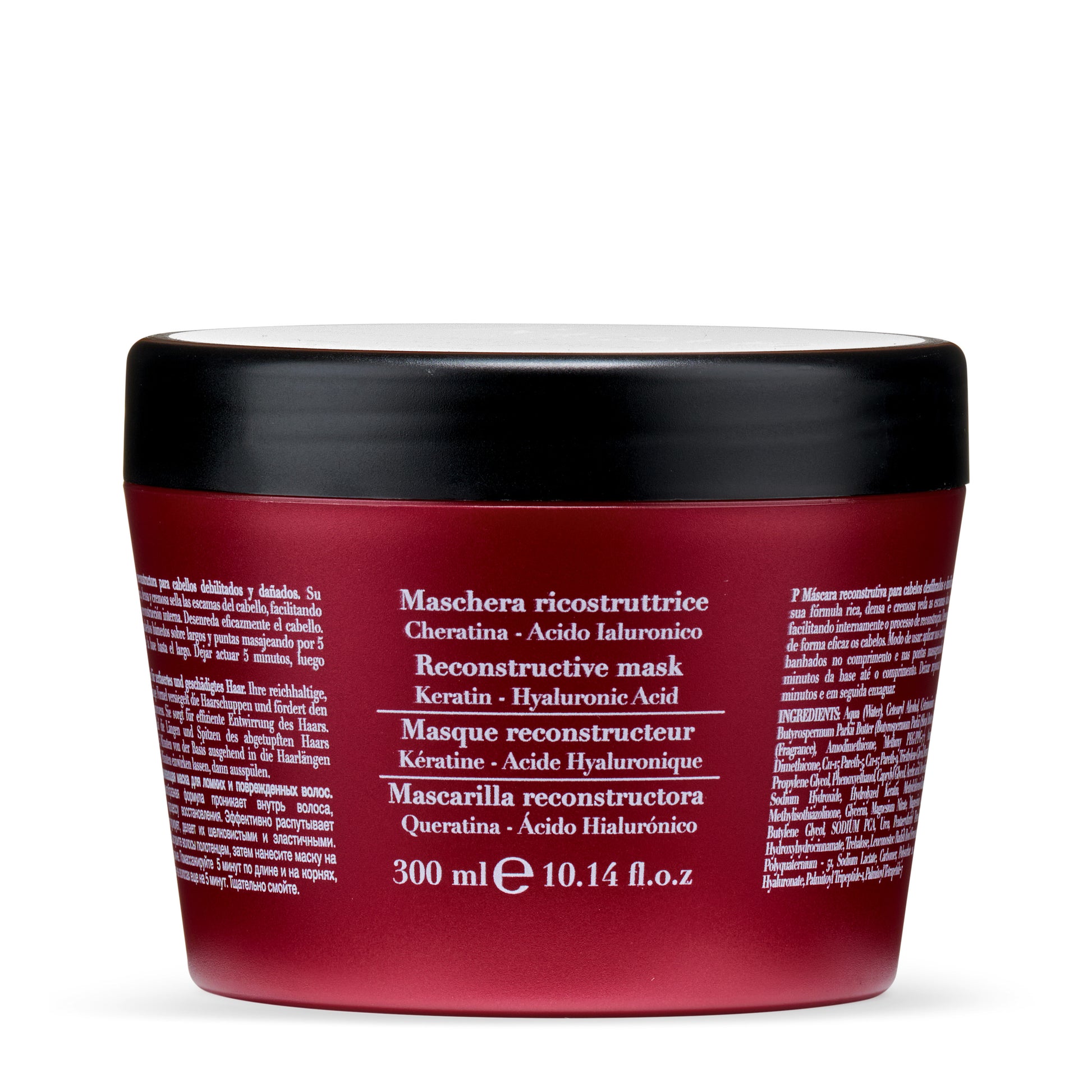 Reconstructive hair mask with keratin and hyaluronic acid, 300ml for damaged hair repair