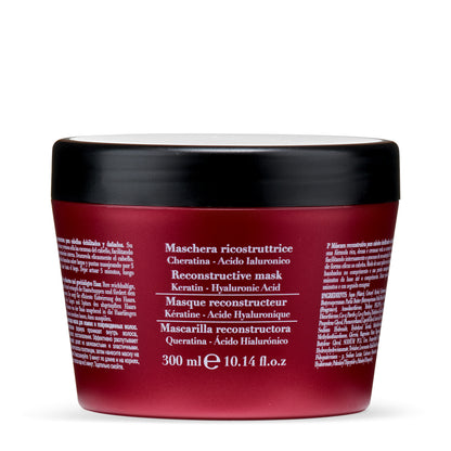 Reconstructive hair mask with keratin and hyaluronic acid, 300ml for damaged hair repair