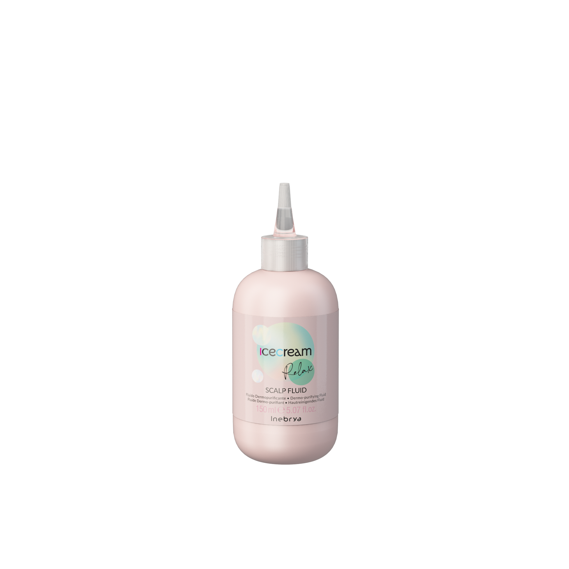Icecream Relax Scalp Fluid for scalp care, 150ml dermo-purifying treatment in pink bottle with dropper