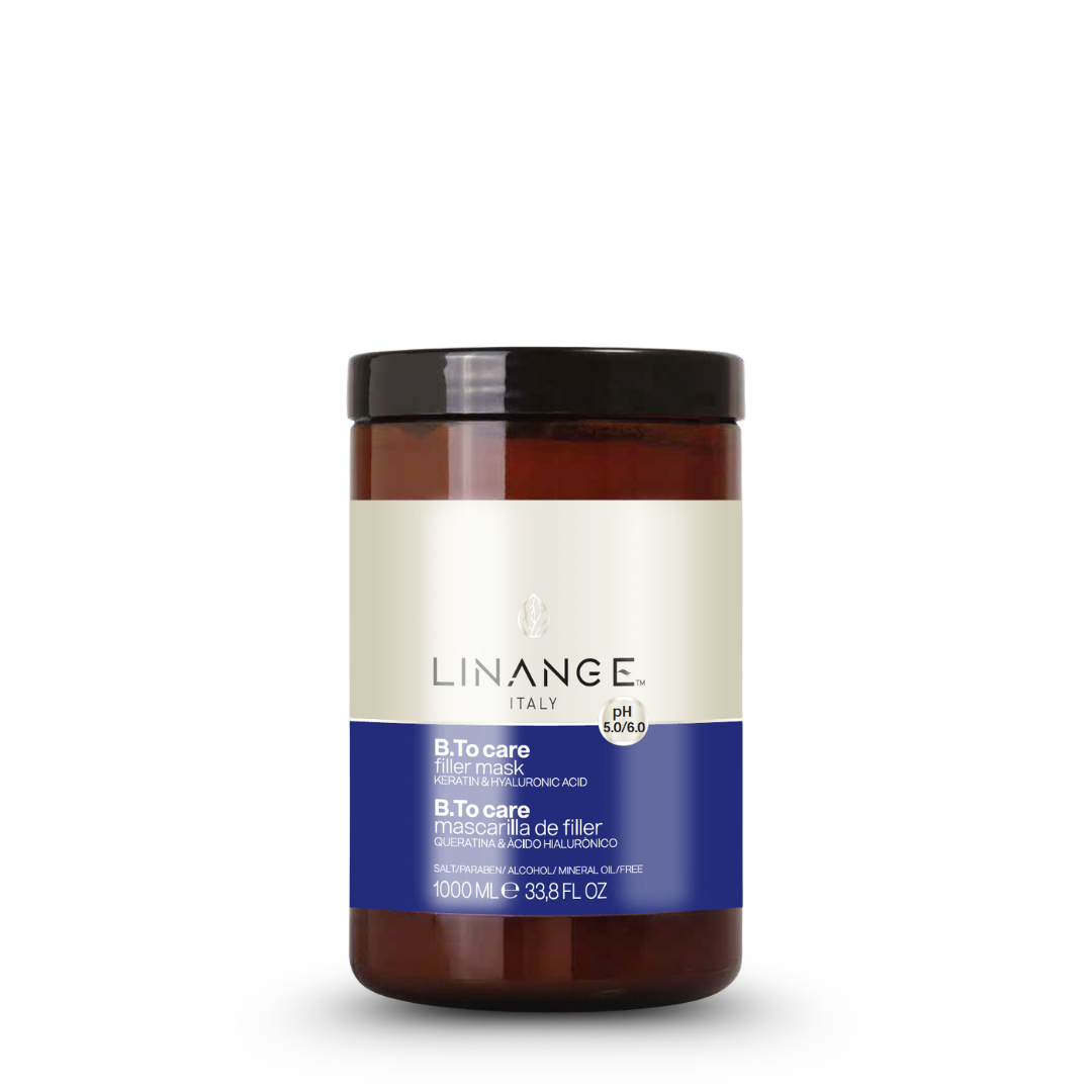 Linange Italy B.To care filler mask with keratin & hyaluronic acid, 1000ml salon hair treatment