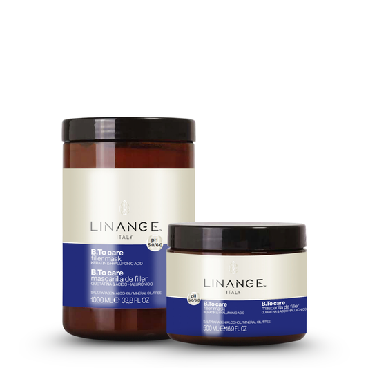 Linange Italy B.To care filler mask with keratin & hyaluronic acid, 1000ml and 500ml jars