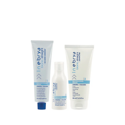 Inebrya Bionic Straight hair care set with straightening, restructuring, and neutralizing creams