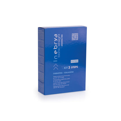 Inebrya Bionic Straight 3-Step Kit, ammonia-free hair straightening system with keratin & collagen