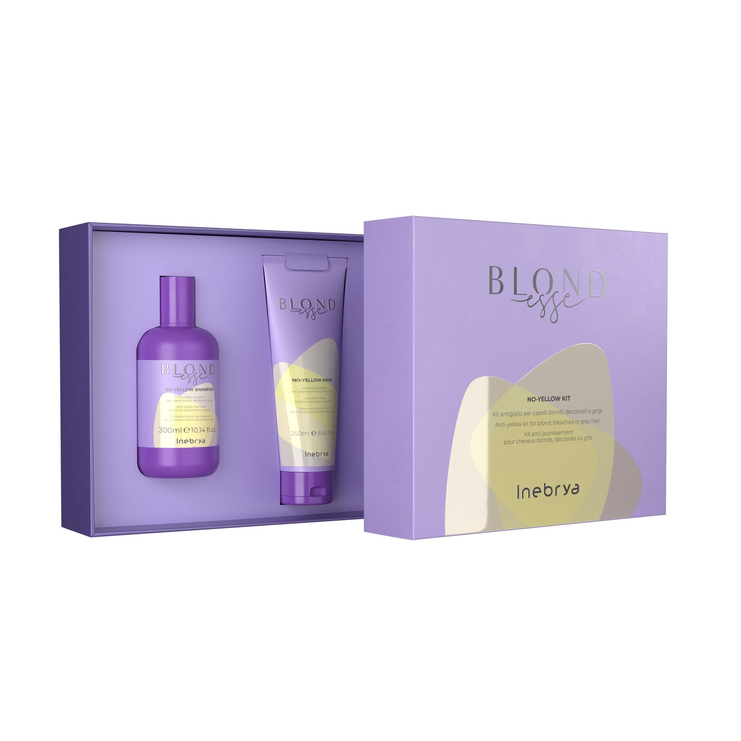Blondesse No-Yellow Kit with purple shampoo and mask for blonde, bleached or grey hair care
