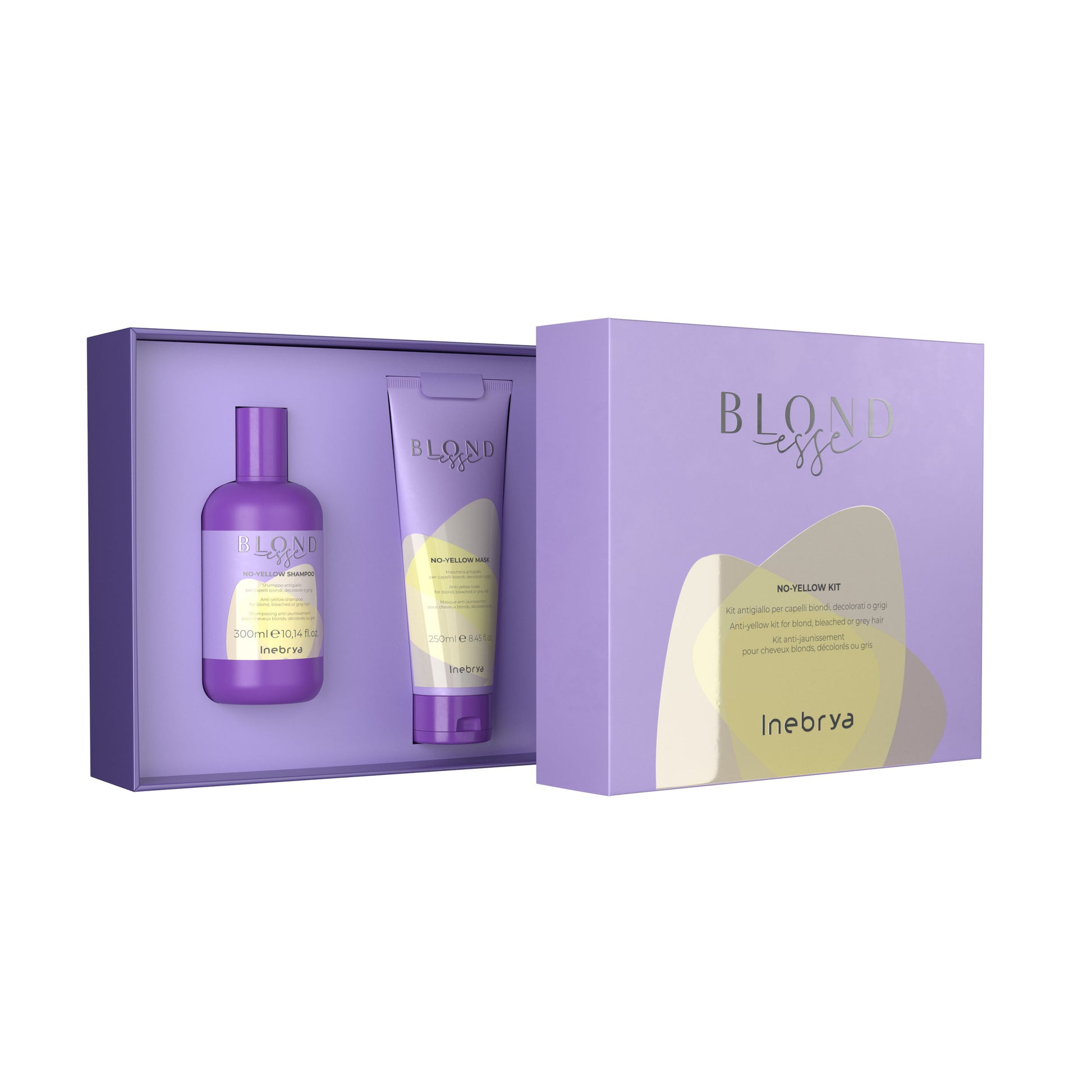 Blondesse No-Yellow Kit with purple shampoo and mask for blonde, bleached or grey hair care