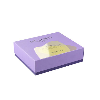 Purple box of Inebrya Blond No-Yellow Kit for blonde, bleached or grey hair care