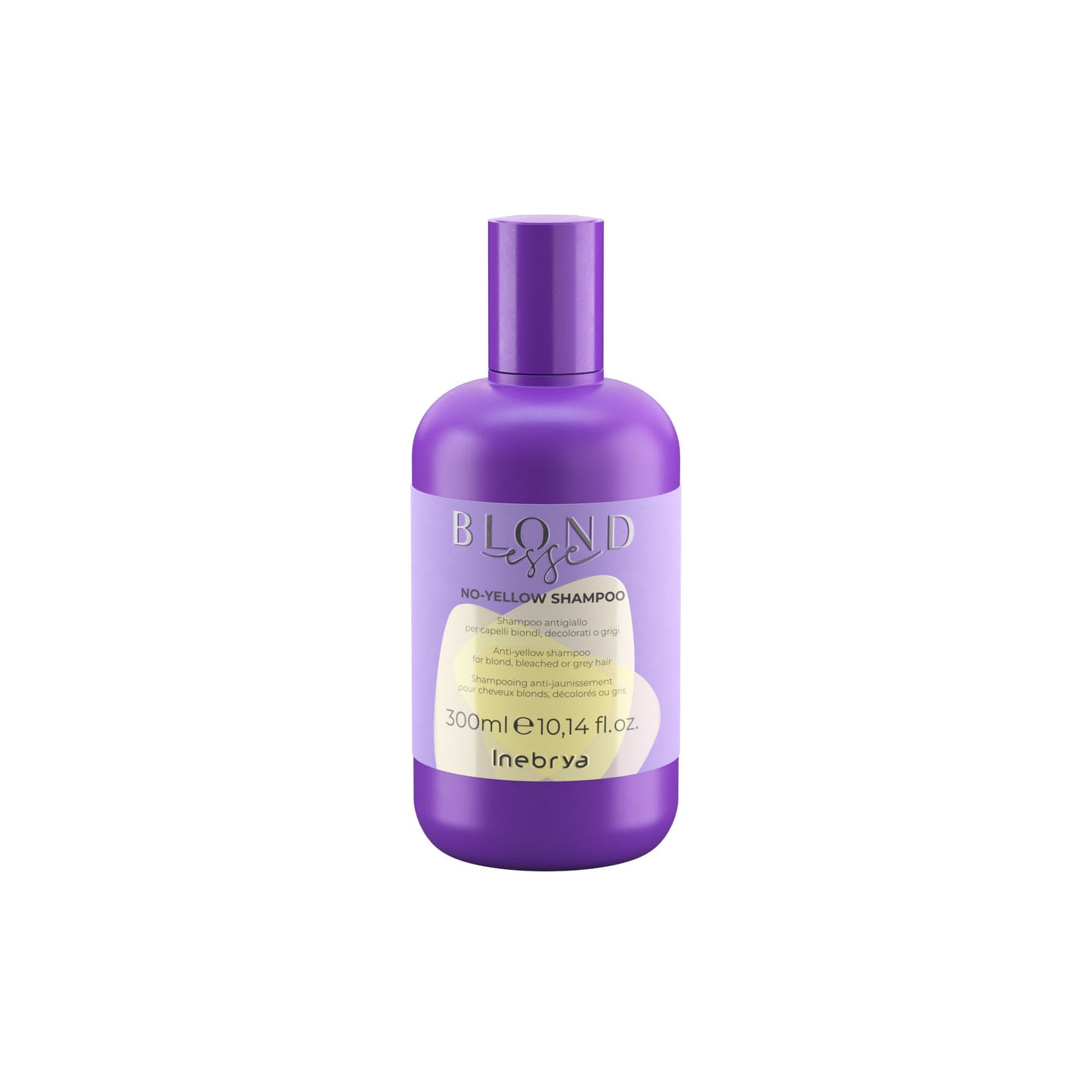 Purple bottle of Blondesse No-Yellow Shampoo for blond, bleached or grey hair, 300ml