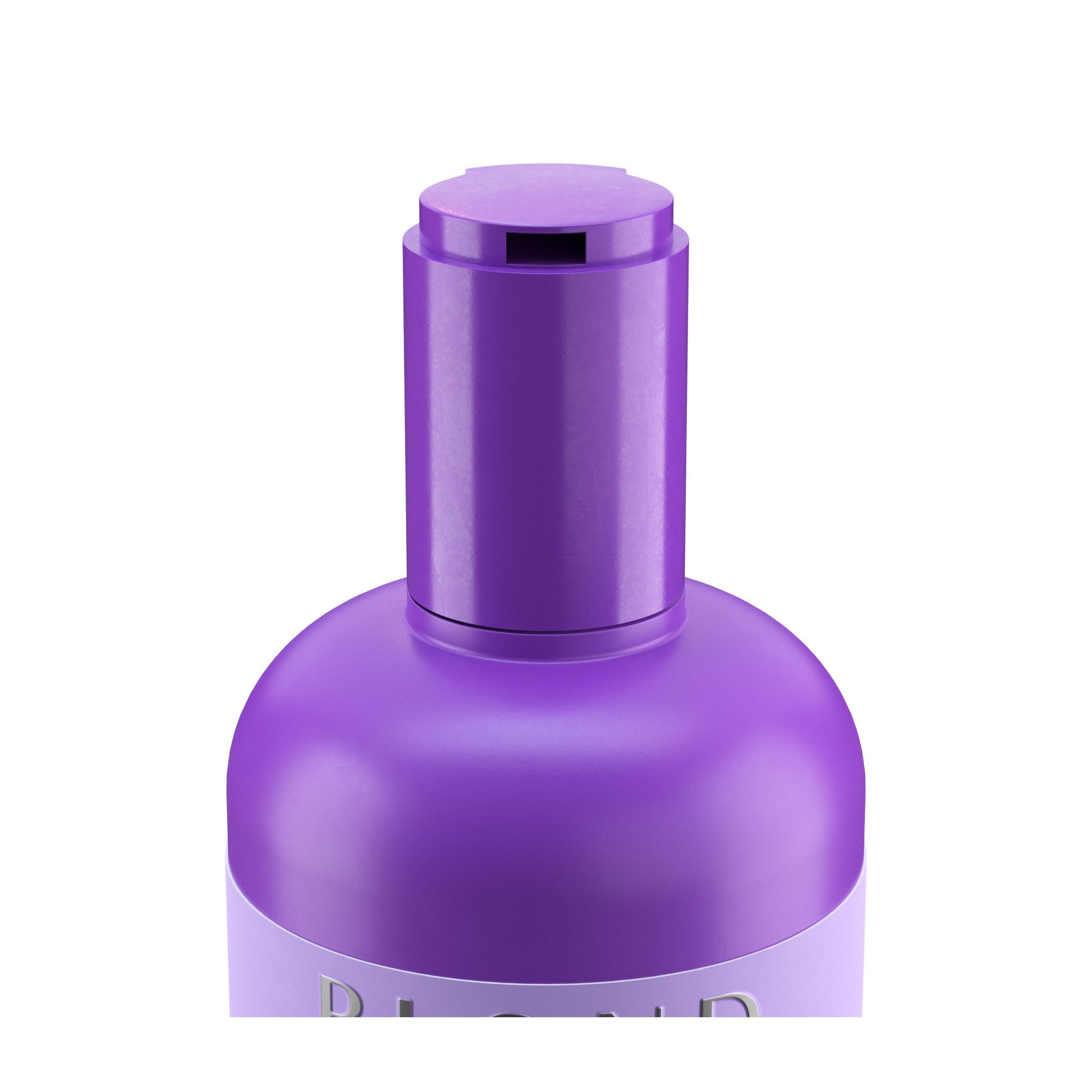 Purple beauty product bottle with pump dispenser, matte finish, clean design for skincare or haircare