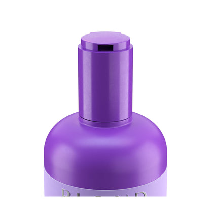 Purple beauty product bottle with pump dispenser, matte finish, clean design for skincare or haircare