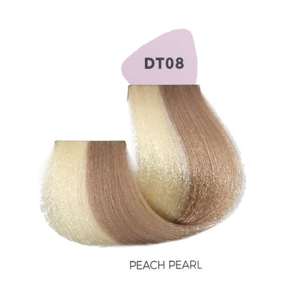 Peach Pearl hair color swatch DT08, soft warm blonde tone for salon or home use