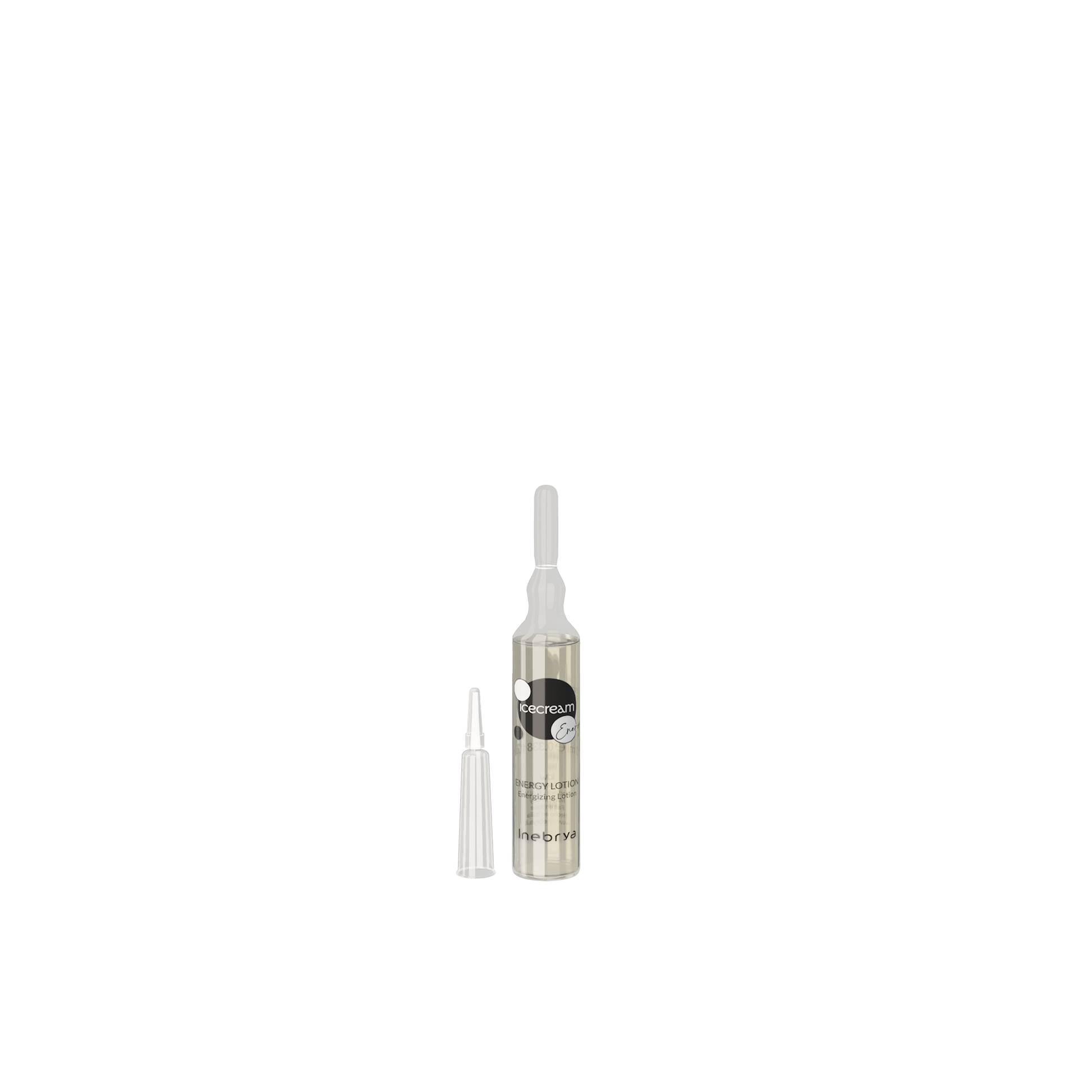 Icecream Energy Lotion ampoule with dropper, clear glass vial for skincare