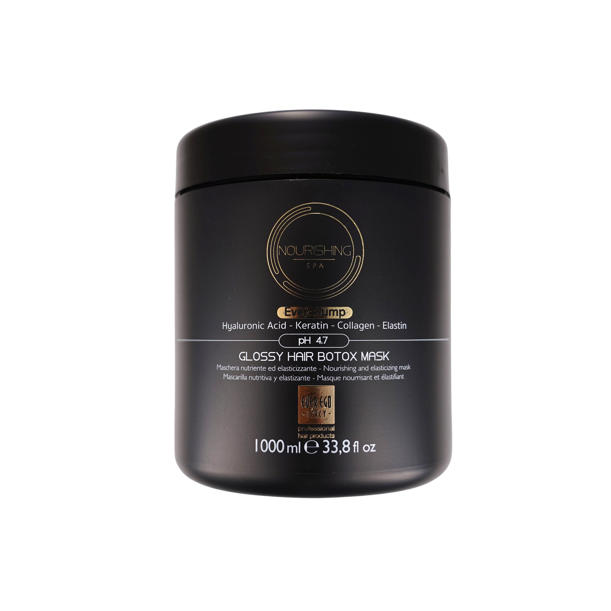 Glossy Hair Botox Mask with Hyaluronic Acid & Keratin, 1000ml nourishing treatment for salon-style shine