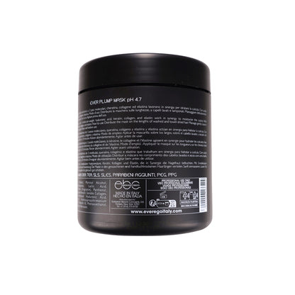 Ever Plump Mask pH 4.7 hair treatment with hyaluronic acid, keratin, collagen, elastin — professional use, made in Italy