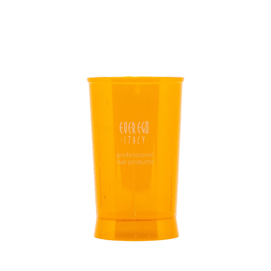 Yellow Ever Ego Italy mixing bowl for professional hair products, featuring measurement markings