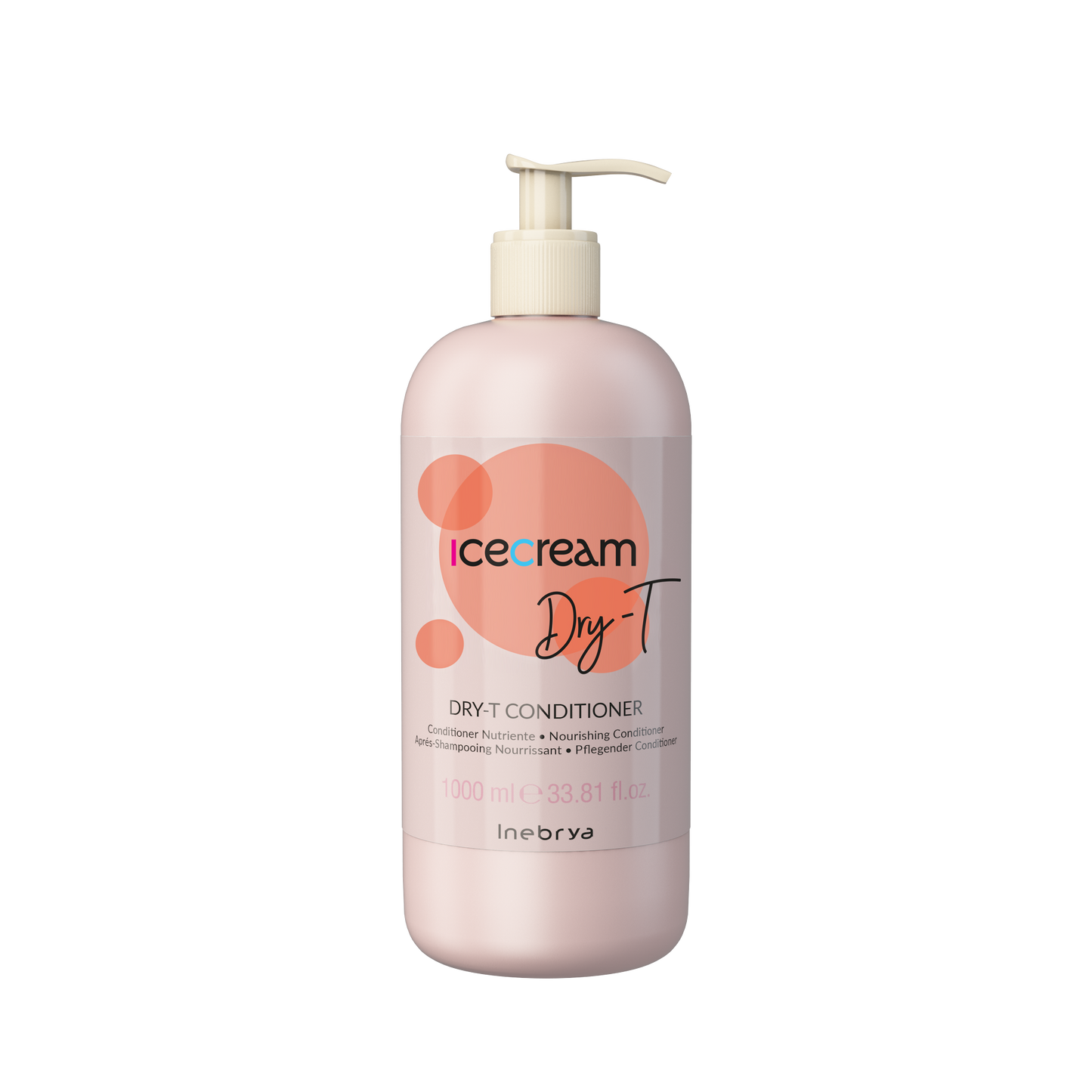 Icecream Dry-T Nourishing Conditioner 1000ml for dry hair, pink bottle with pump dispenser