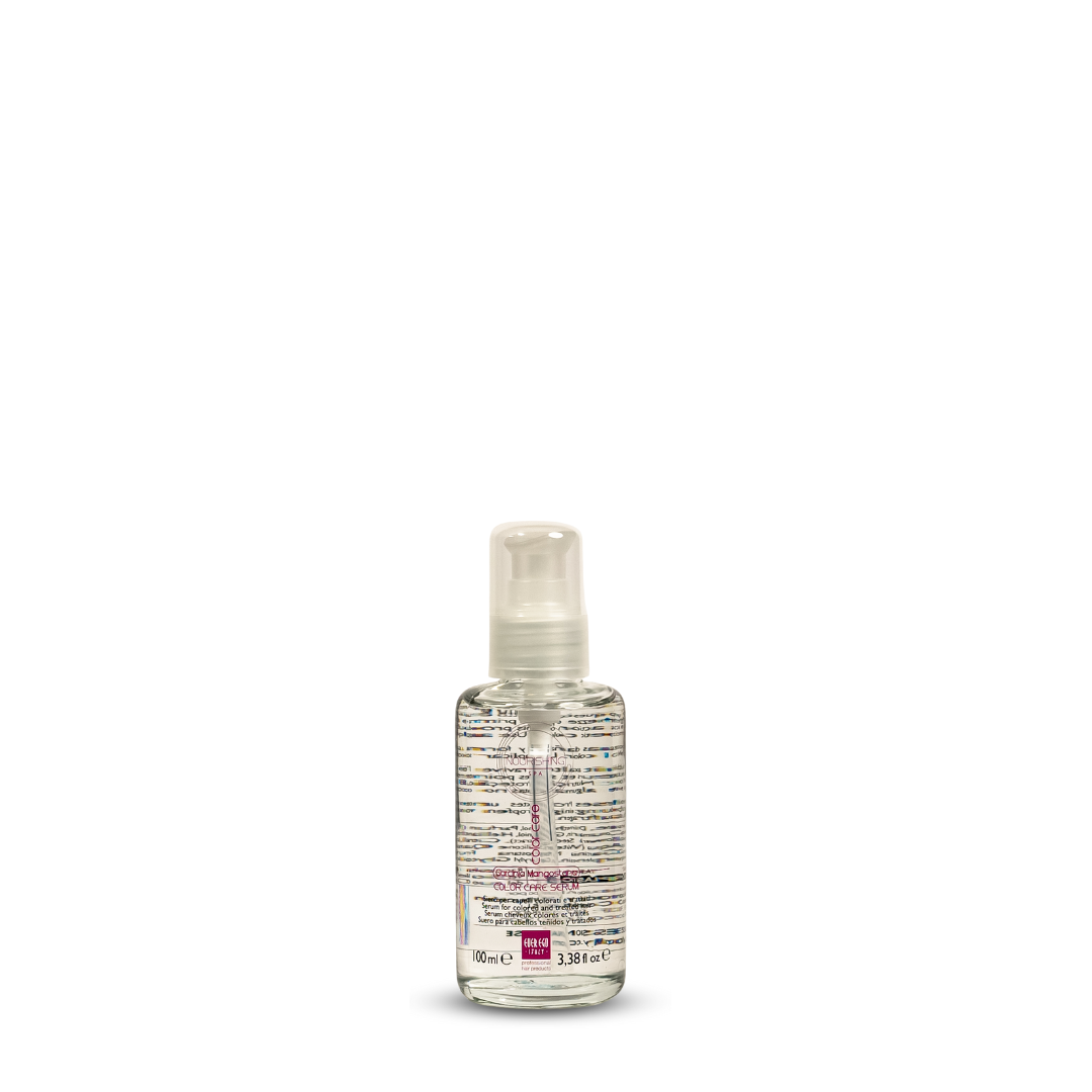 Color care serum for treated hair in clear bottle with pump, 100ml