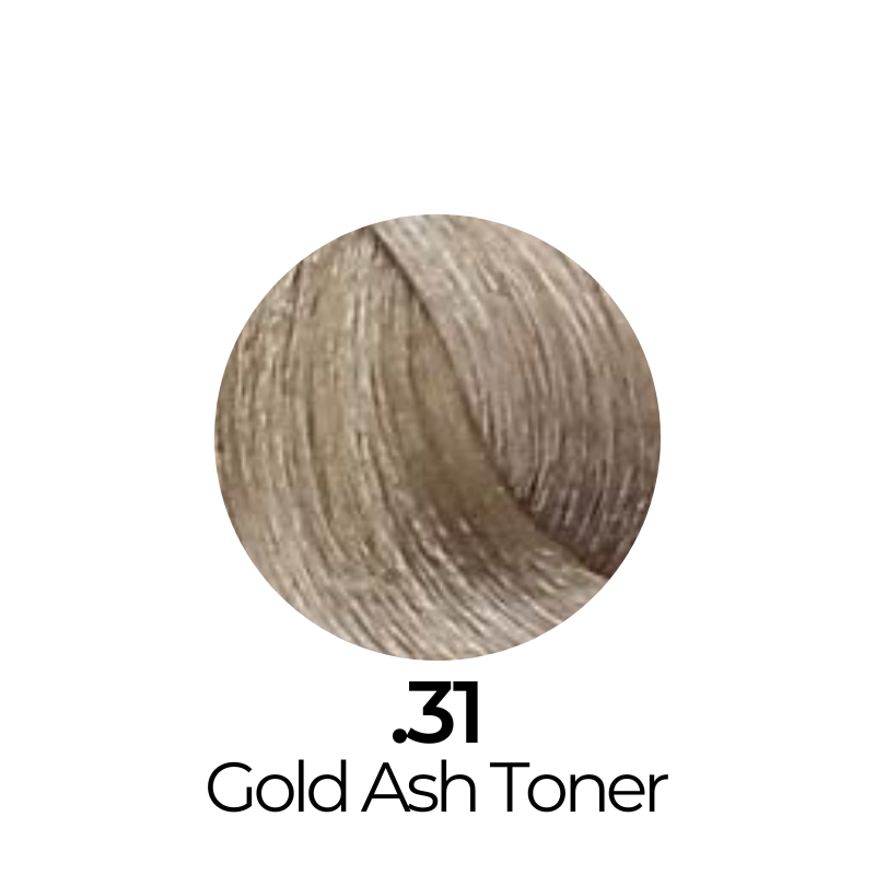 M21 Gold Ash Toner hair color swatch for salon use, showcasing warm ash blonde tone