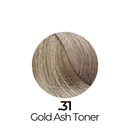 M21 Gold Ash Toner hair color swatch for salon use, showcasing warm ash blonde tone