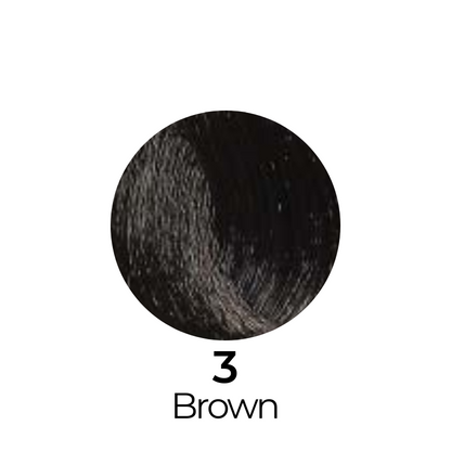 Dark brown hair color swatch labeled 3 Brown for beauty products