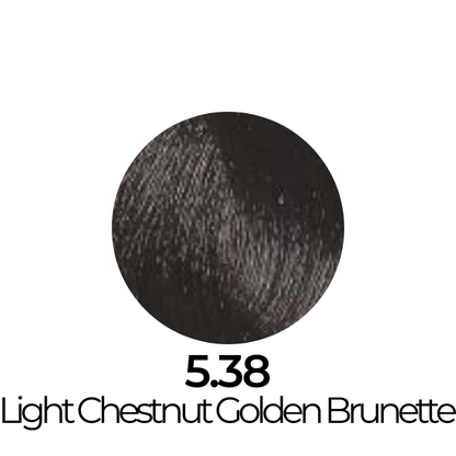 Light Chestnut Golden Brunette hair color swatch, shade 5.8 for beauty and salon use